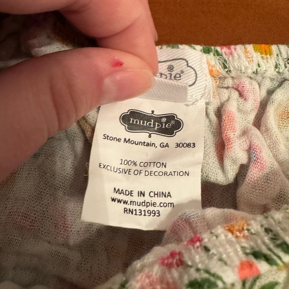MudPie Floral Pinafore 2pc Set sz 6-9m - Picture 4 of 10